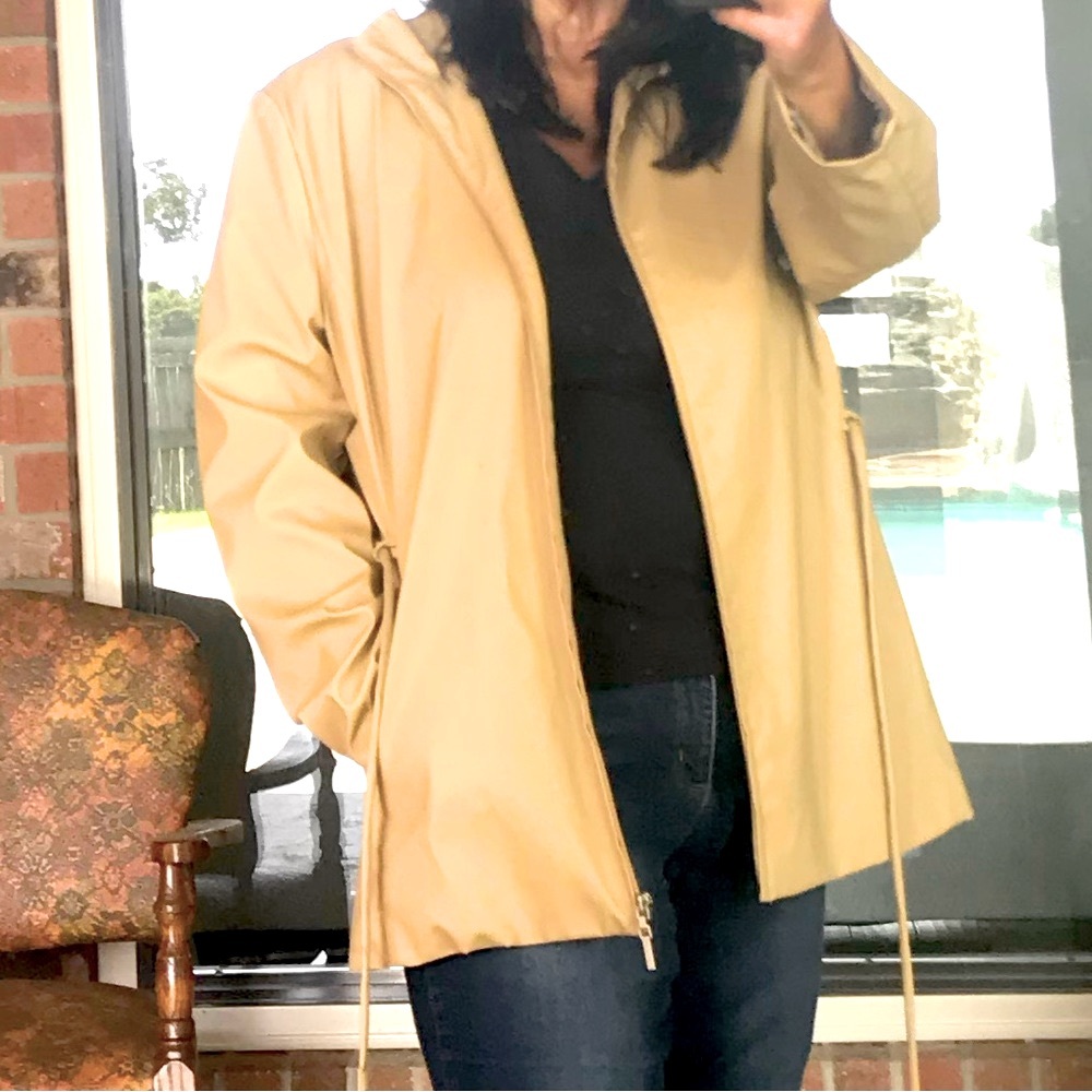 Khaki Tan Faux Leather All Weather Zip  Front Jacket Size XXL 2X